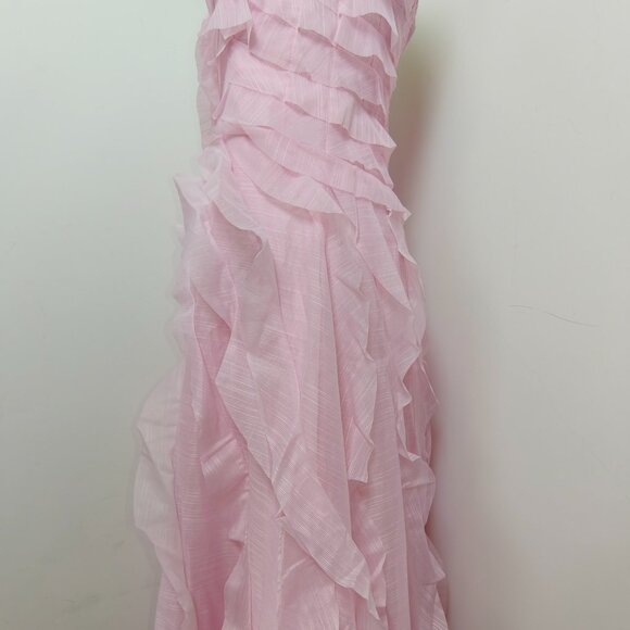 Aje Allaire Strapless Ruffled Shirred Faille Gown Chalk Pink - Picture 9 of 15